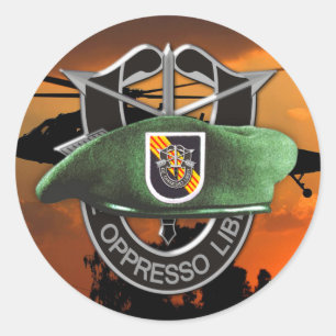 5e Special forces groep Groene Baretten veteranen  Ronde Sticker