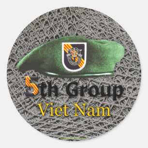 5e Special Forces Groep Groene Baretten Vietnam Oo Ronde Sticker