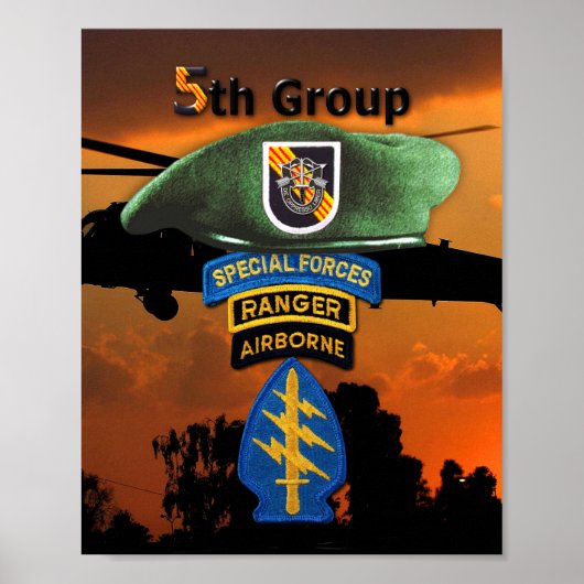 5e Special Forces Group SFG SF Veterans LRRP Poster (Voorkant)