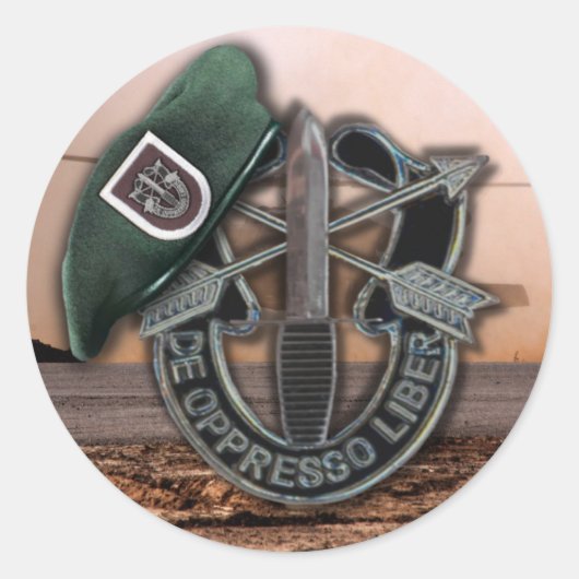 5e Special forces SFG SF Groene baretten veteranen Ronde Sticker (Voorkant)