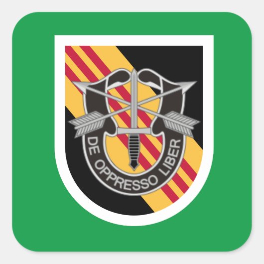 5E SPECIALE EENHEDEN GROEP BERET FLASH/DUI VIERKANTE STICKER (Voorkant)