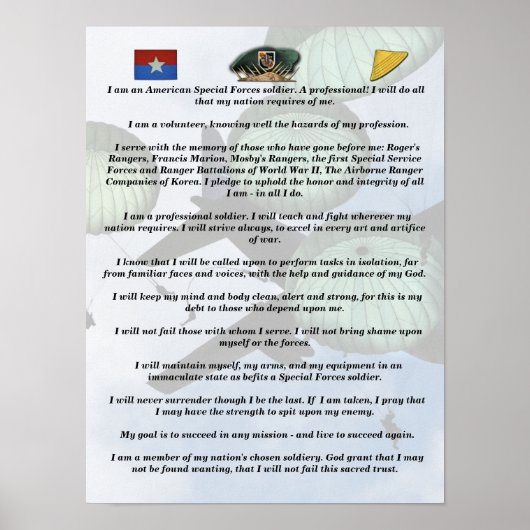 5e speciale groep van de strijdkrachten Groene Ber Poster (Voorkant)