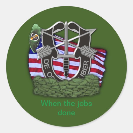 5e speciale groep van de strijdkrachten Groene Ber Ronde Sticker (Voorkant)