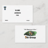 5e speciale groep van de strijdkrachten Groene Ber Visitekaartje (Voorkant / Achterkant)