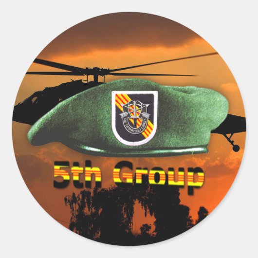 5e speciale troepengroep groene berets SFG SF Vets Ronde Sticker (Voorkant)