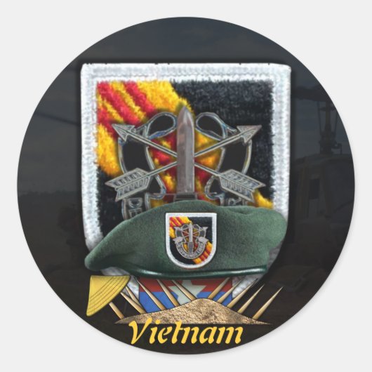 5e speciale troepenmacht Green Berets flash nam St Ronde Sticker (Voorkant)