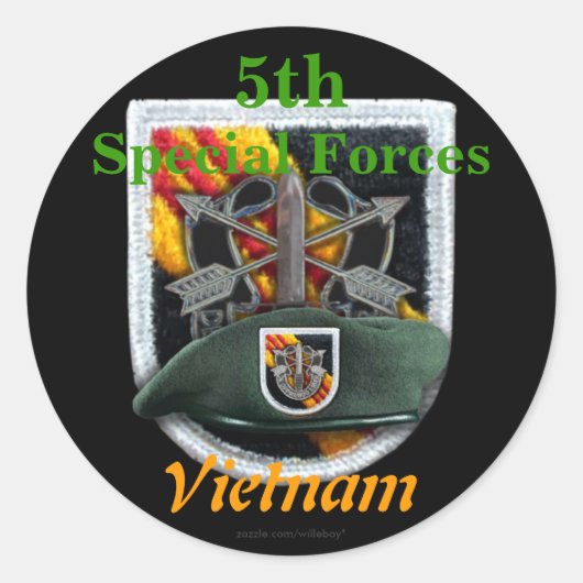 5e speciale troepenmacht Green Berets flash nam St Ronde Sticker (Voorkant)