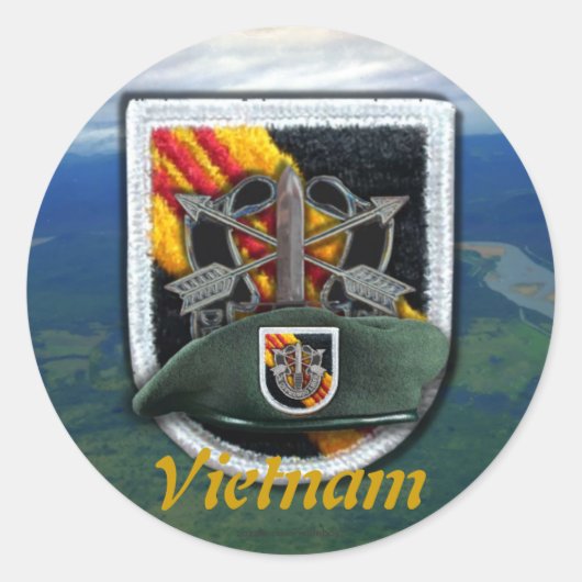 5e speciale troepenmacht Green Berets flash nam St Ronde Sticker (Voorkant)