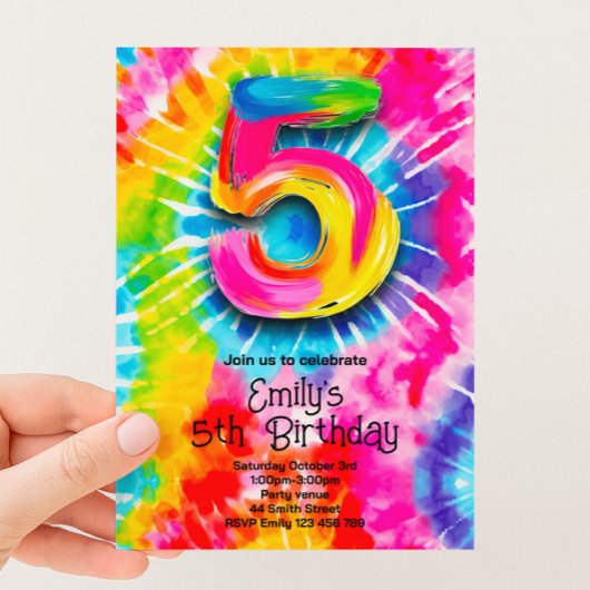 5e Tie Dye Verjaardag Kaart
