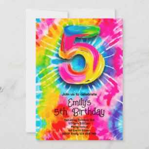 5e Tie Dye Verjaardag Kaart