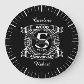 5e trouwdag distressed crest grote klok (Voorkant)