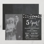 5e trouwdag krijtbord foto kaart (Voorkant / Achterkant)