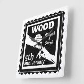 5e trouwdag met handjes hout vierkante klok (Hoek)