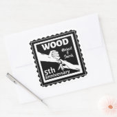 5e trouwdag met handjes hout vierkante sticker (Envelop)