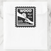 5e trouwdag met handjes hout vierkante sticker (Tas)
