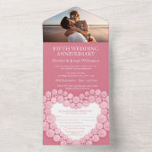 5e trouwdag roze roze roze roze kwarts foto all in one uitnodiging (Binnen)