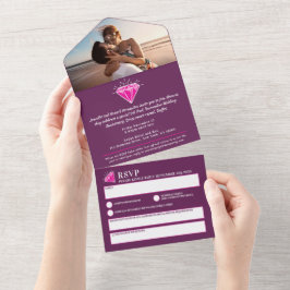 5e trouwdag roze tourmaline gem all in one uitnodiging