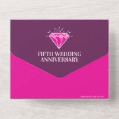 5e trouwdag roze tourmaline gem all in one uitnodiging (Achterkant)