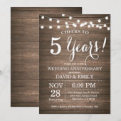 5e trouwdag uitnodiging rustiek hout (Voorkant / Achterkant)