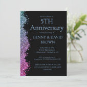 5e trouwdagjubileum Blauw Paarse Nep Glitters  Kaart (Staand voorkant)