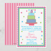 5e uitnodiging van de Birthday Cake Party (Voorkant / Achterkant)
