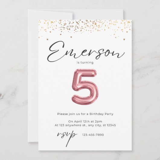 5e uitnodiging van de verjaardag (Voorkant)