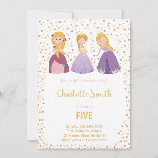 5e Uitnodigingen van prinses Birthday (Voorkant)