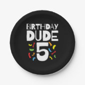 5e verjaardag 5 jaar oud jongensfeestje verjaardag papieren bordje (Voorkant)