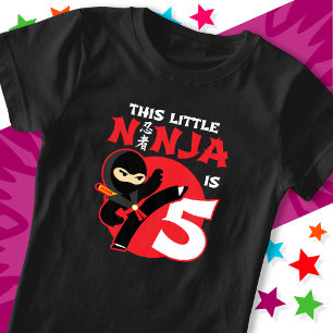 5e Verjaardag 5 Jaar Oud Kinder Feest Little Ninja T-shirt