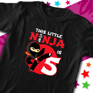 5e Verjaardag 5 Jaar Oud Kinder Feest Little Ninja T-shirt