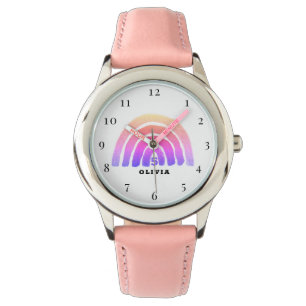 5e verjaardag 5 jaar oud meisje roze regenboog boh horloge