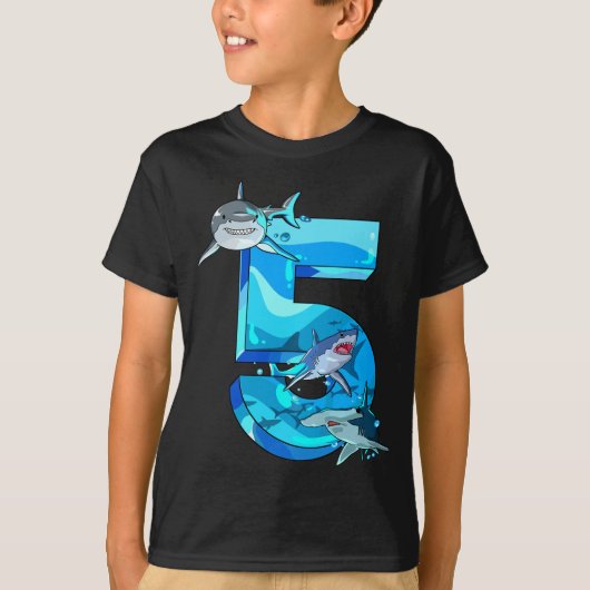 5e Verjaardag 5 Jaar Oud Shark Boys Zee Ocean B-da T-shirt (Voorkant)
