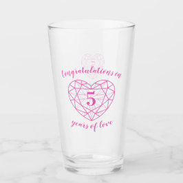 5e verjaardag 5 jaar van liefde roze gem Custom Glas