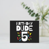 5e verjaardag 5-jarige jongen feest verjaardag dud briefkaart (Staand voorkant)