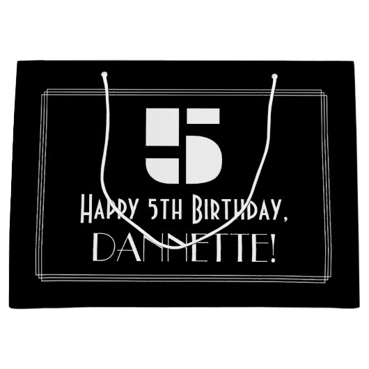 5e verjaardag ~ Art Deco Geïnspireerde look "5" + Groot Cadeauzakje (Voorkant)