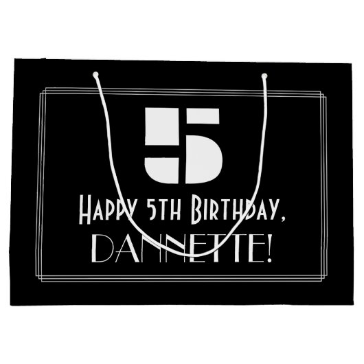 5e verjaardag ~ Art Deco Geïnspireerde look "5" +  Groot Cadeauzakje (Achterkant)