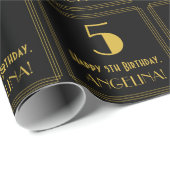 5e verjaardag ~ Art Deco Geïnspireerde look "5", n Cadeaupapier (Rol Hoek)
