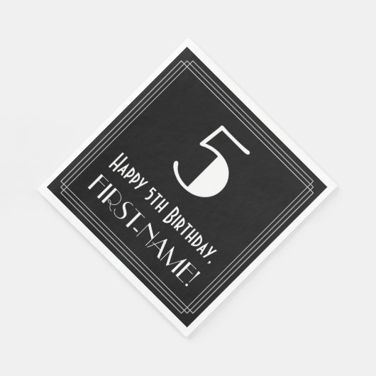 5e verjaardag ~ Art Deco Geïnspireerde look "5", n Servet (Hoek)