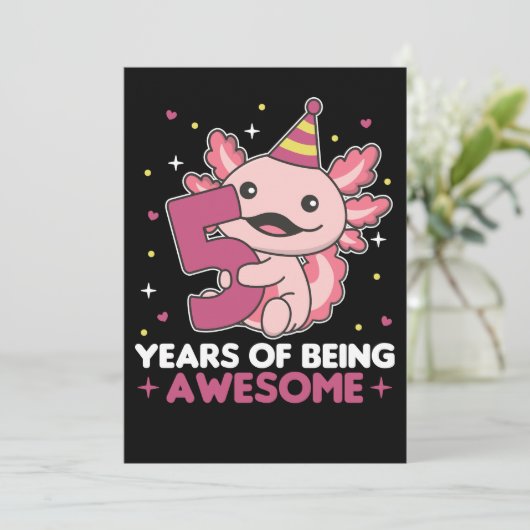 5e verjaardag Axolotl 5 jaar oude, zoete Axolotls Kaart (Staand voorkant)