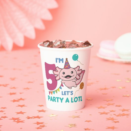 5e verjaardag Axolotl 5 jaar oude, zoete Axolotls Papieren Bekers (Insitu)