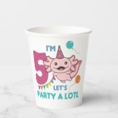 5e verjaardag Axolotl 5 jaar oude, zoete Axolotls Papieren Bekers (Voorkant)