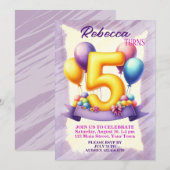 5e verjaardag ballon thema kaart (Voorkant / Achterkant)