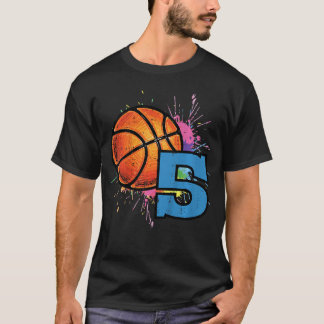 5e verjaardag Basketbal 5 jaar oud Verjaardag Spor T-shirt