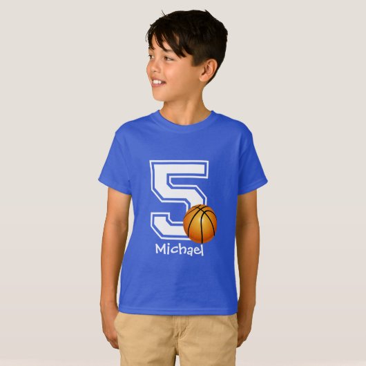 5e verjaardag basketbal op maat 2 t-shirt (Voorkant volledig)