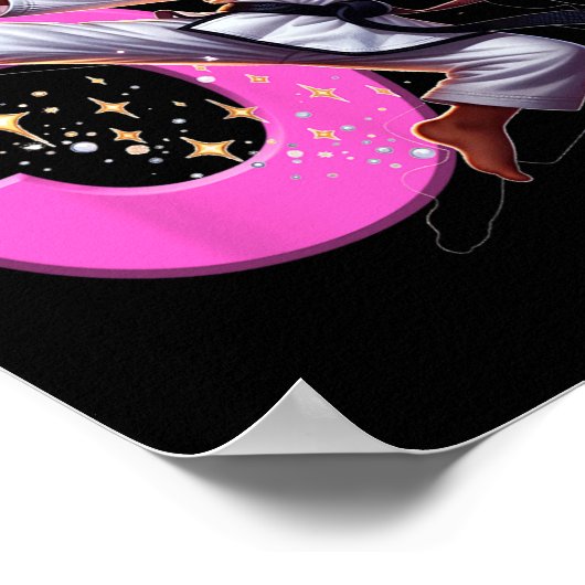5e Verjaardag Black Girl Martial Arts Party Taekwo Poster (Hoek)