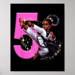 5e Verjaardag Black Girl Martial Arts Party Taekwo Poster
