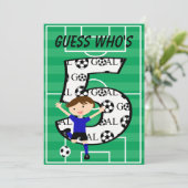 5e verjaardag blauw en zwart voetbal doel v2 kaart (Staand voorkant)