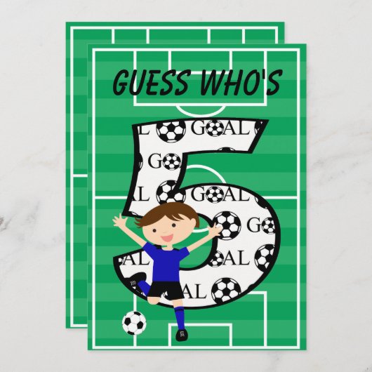 5e verjaardag blauw en zwart voetbal doel v2 kaart (Voorkant / Achterkant)