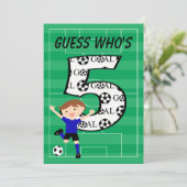 5e verjaardag Blauwe en zwarte uitnodiging voor he (Staand voorkant)