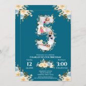 5e verjaardag Blauwgroen foto Collage Blue Yellow Kaart (Voorkant / Achterkant)